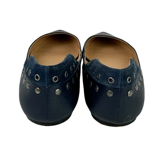 Joe’s Duarte Navy Blue Leather & Suede Rivet Studs Pointed Toe Ballet Flats - Picture 5 of 12